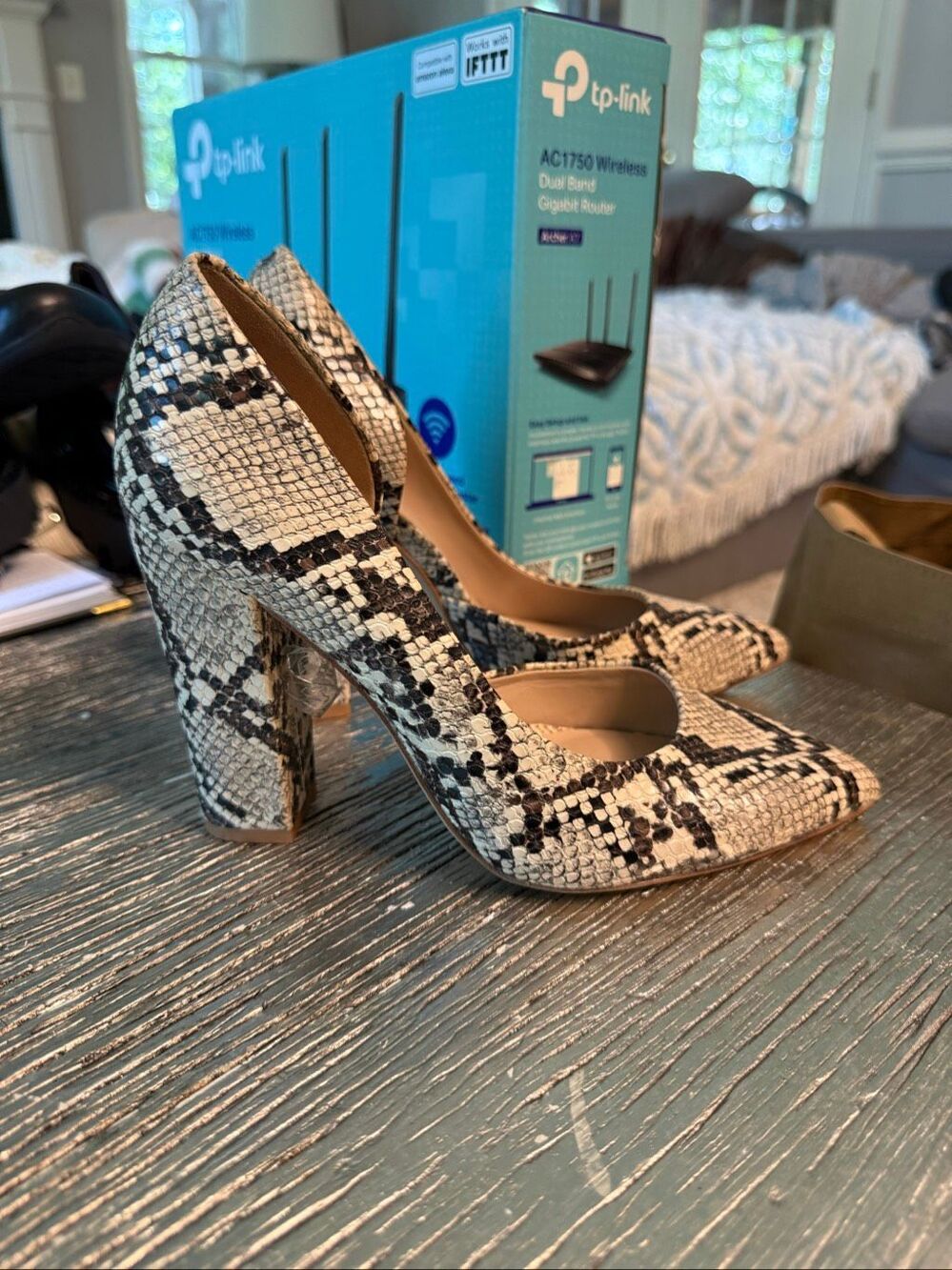 Aldo Snake Print Block Heel D’Orsay Pumps sz 6 NWIT